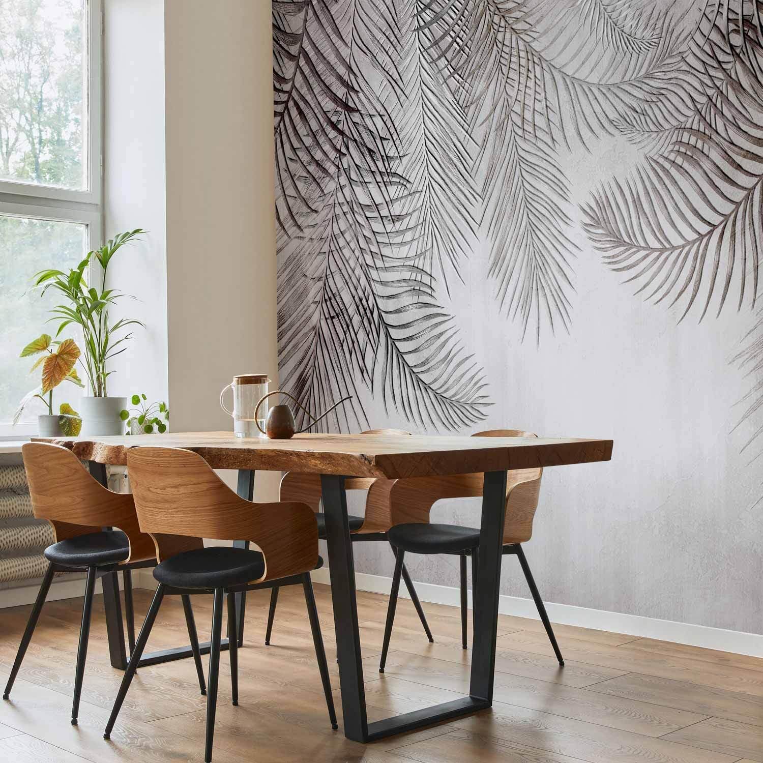 decomonkey Papier Peint Panoramique Abstrait Feuilles 400x280 cm