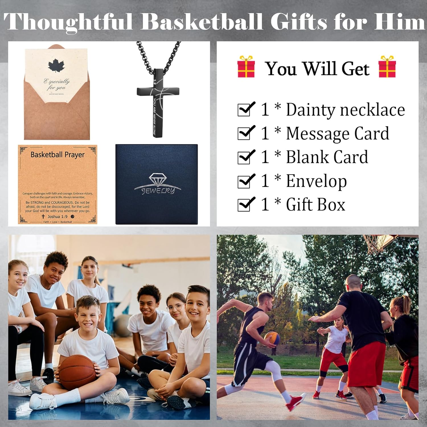 EPIRORA Soccer Baseball Basketball Football Gifts for Boys Men- 20" + 2" Inches Stainless Steel Bible Verse Cross Pendant Necklace, Inspirational Religious Jewelry Gifts for Teen Boy - Image 6