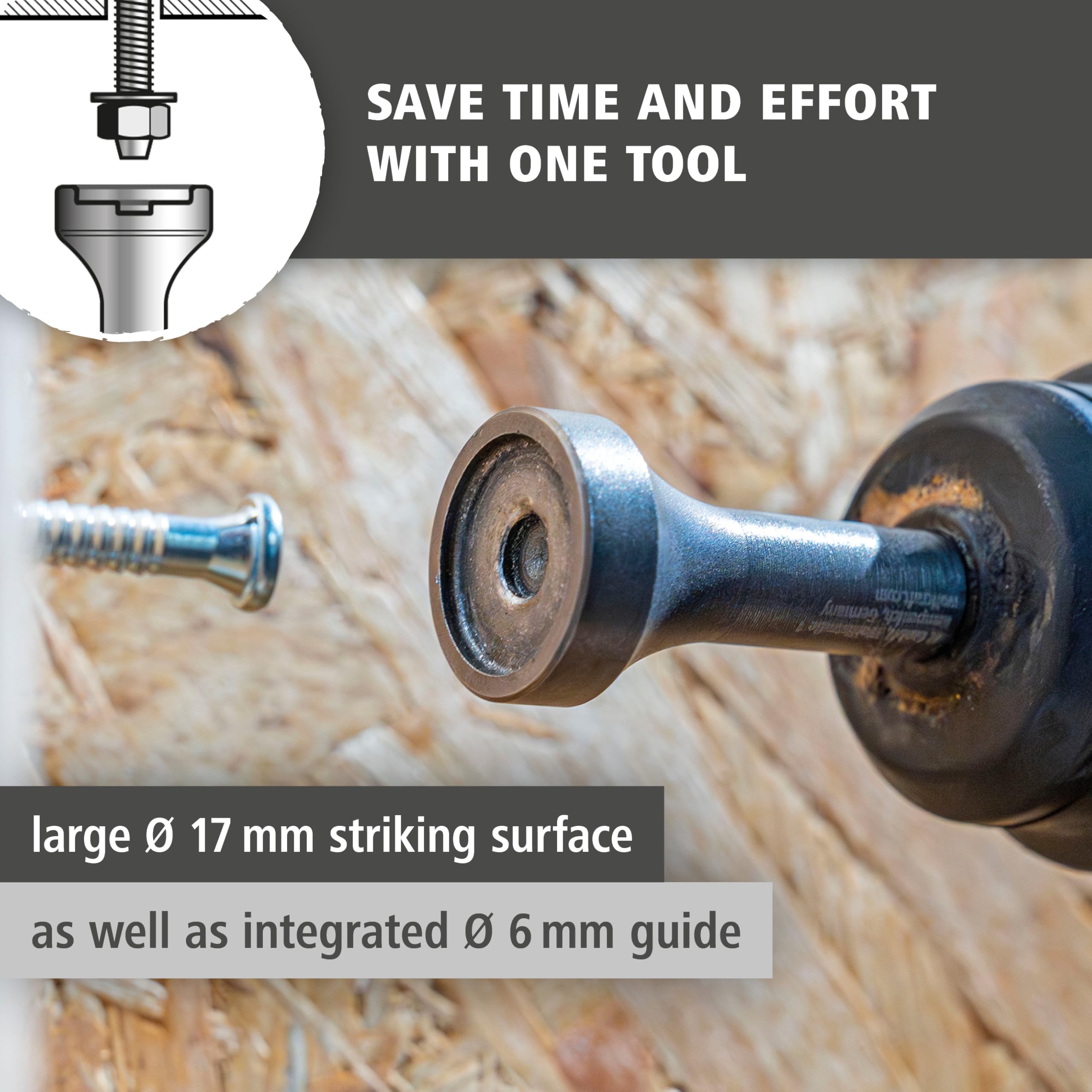 wolfcraft SDS-Plus Driving Tool - 4064000 - Universal Driving aid for Hammer Drills, Silver - Image 3