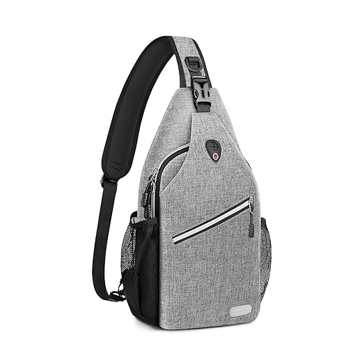 MOSISO Sling Backpack, Multipurpose Crossbody Shoulder Bag Travel Hiking Daypack, Gray, Medium