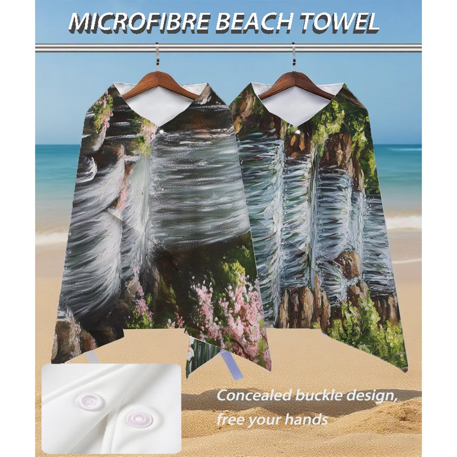 Strandtuch, Mikrofaser Handtuch, Strandtuch xxl 100x200 Sandbeständig, Schnell Trocknend Saunahandtuch Weiches, Absorbierend Kompaktes Badetuch Für Reise Urlaub Camping Strand Zubehör, Landschaft B-30