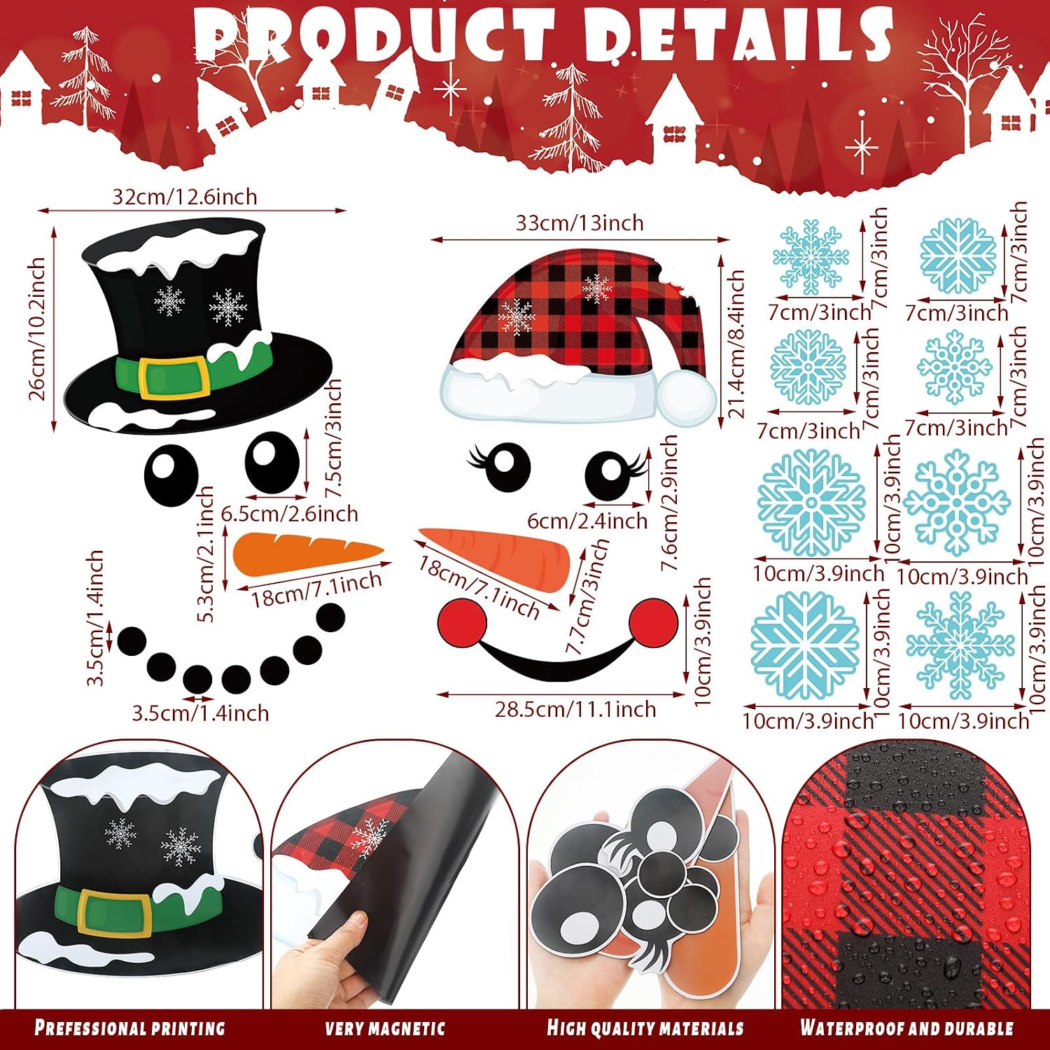 30 Pcs Christmas Garage Door Magnet Decorations Merry Christmas Winter Snowman Snowflake Santa Claus Garage Decorations for Refrigerator Car Bulletin Board Car (Fresh Style)