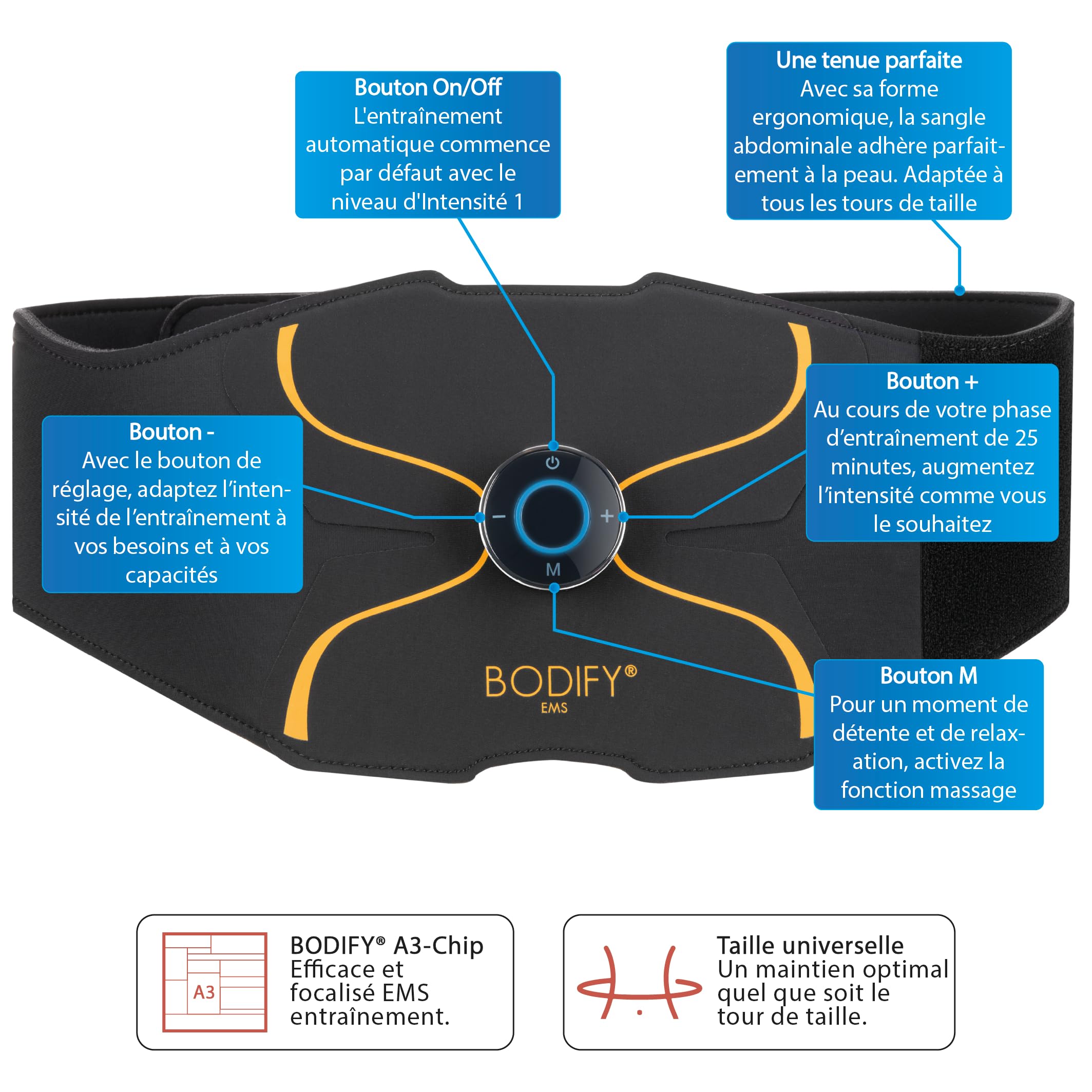 Bodify® 3-in-1 EMS Training Set Pro – Activation ciblée des Muscles ! – Activation Musculaire du Corps Entier – Entraînement EMS – Entraînement Musculaire – pour Hommes et Femmes L'ORIGINAL