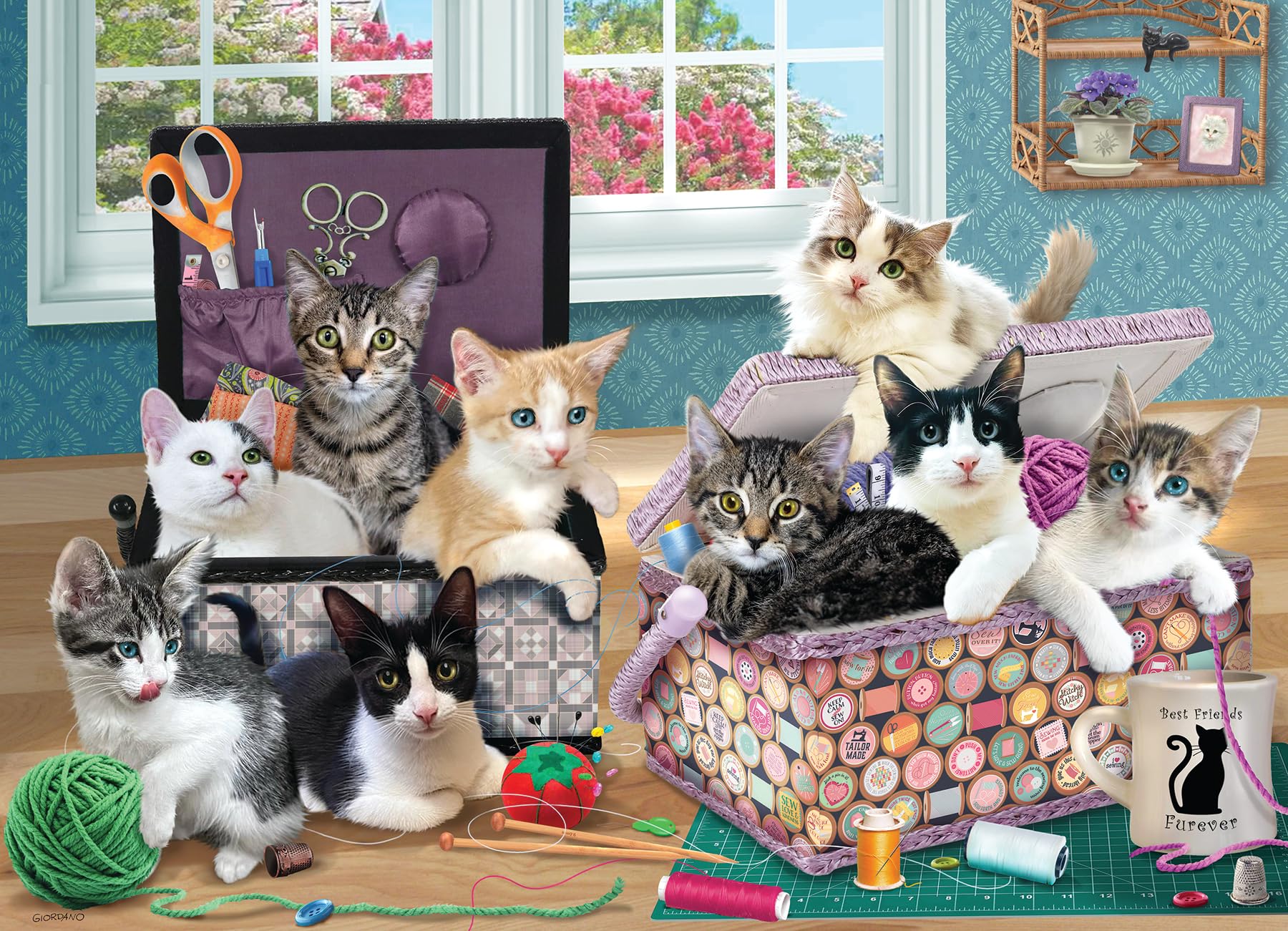 Cobble Hill Crafty Kittens 500 Piece Jigsaw