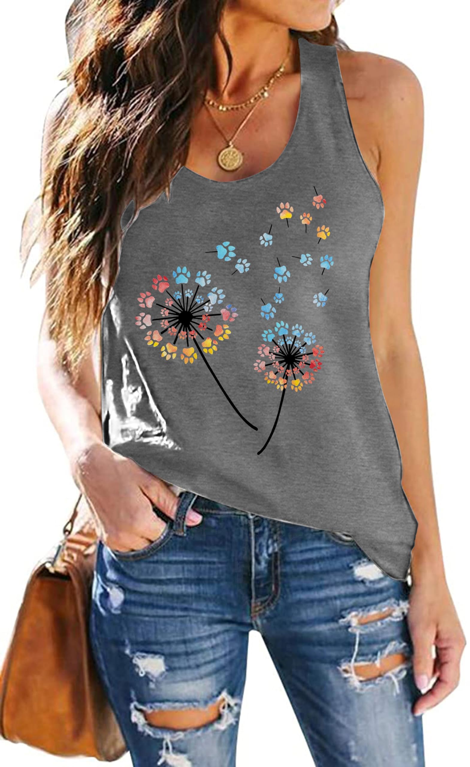 hohololo Damen Tank Top Mit Pusteblume Frauen Sommer Freizeit Tanktops Frau ÄRmellos Oberteile