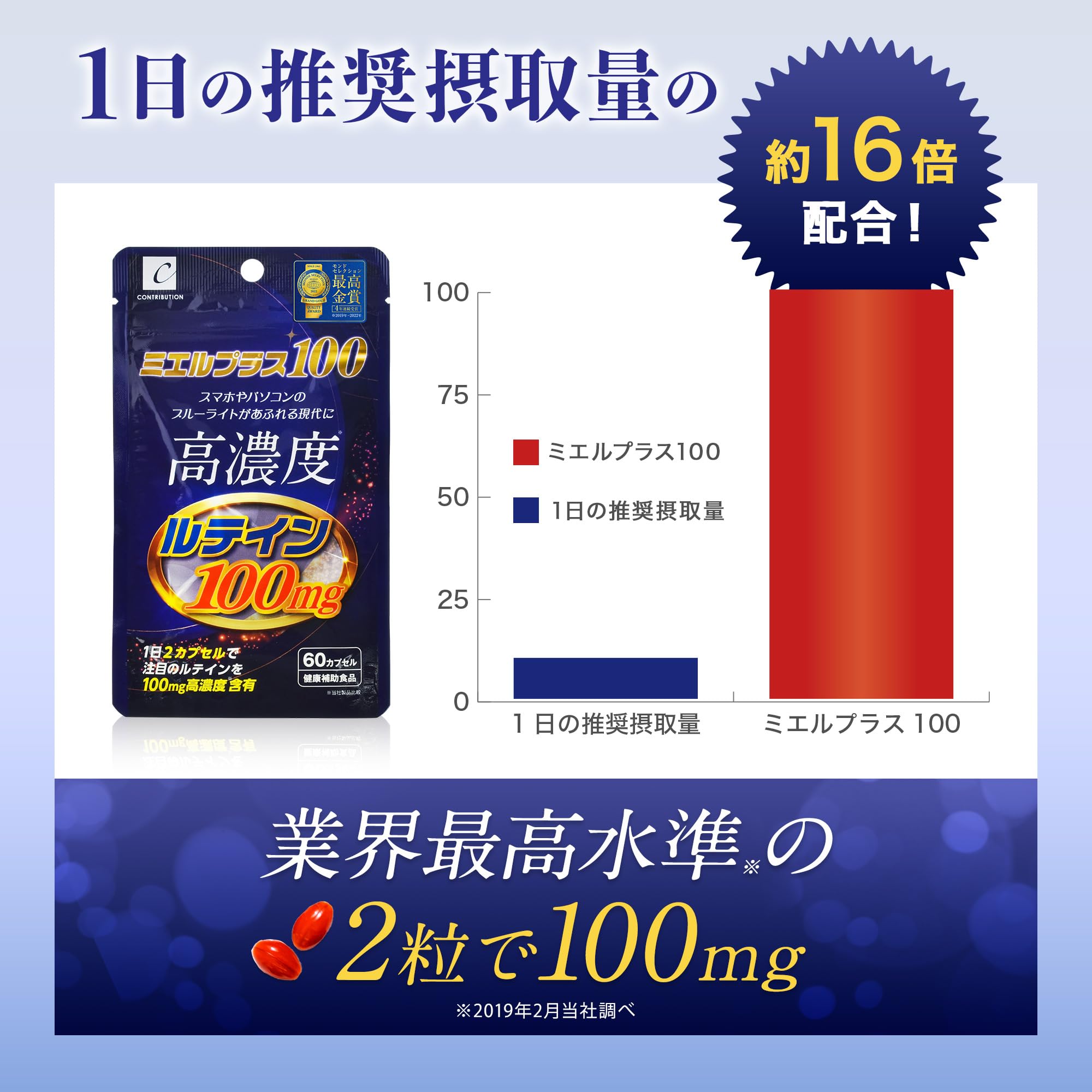 Amazon | 高濃度 ルテイン サプリメント【業界最高水準 100mg 配合】目 