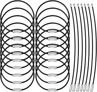 25 Pack Wire Keychain Cable 2mm 6.3 Inch Nylon Coated Stainless Steel Key Ring Loop for Hanging Luggage Tags ID Tags