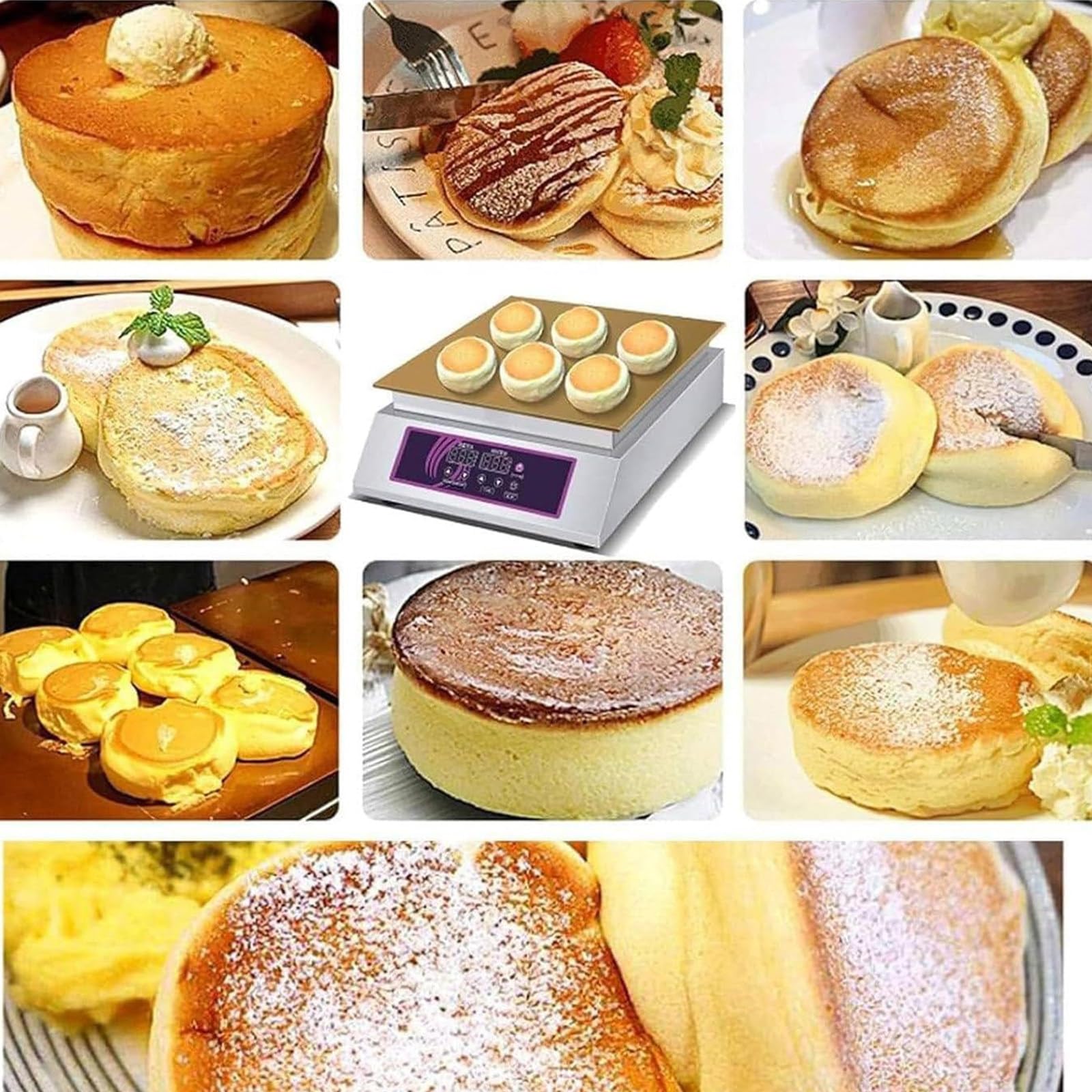 Pfannkuchen Soufflé Maker,Kommerzieller Antihaftbeschichteter Pfannkuchen Maker,0-260°C,Elektrischer Muffin Maker,Pfannkuchen Maschine Zum Zubereiten,für Küchenres,Doublehead-220V