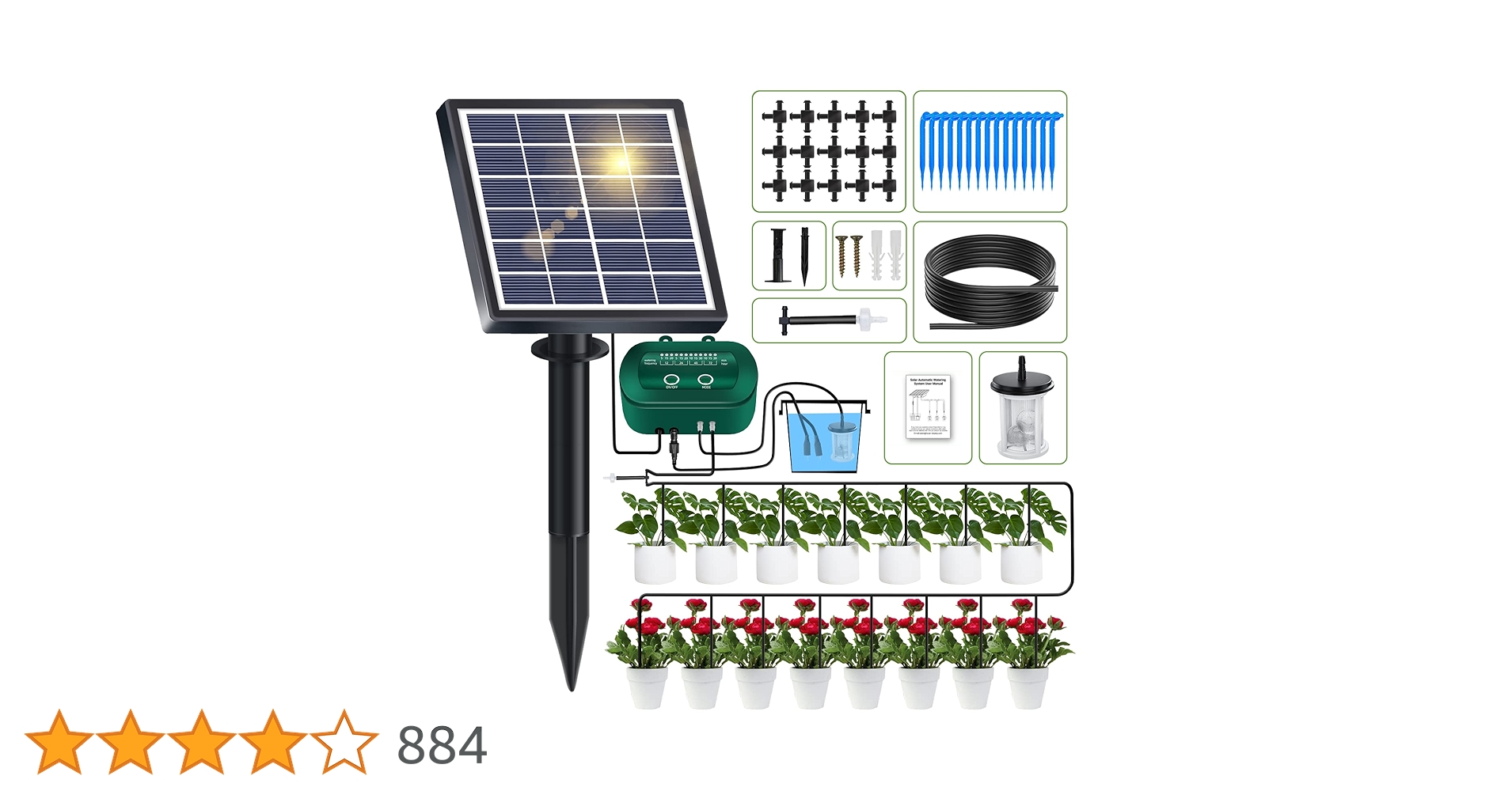 Raddy WS-1 Drip Irrigation Kit 5W Solar Powered Automatic Watering System Easy DIY Water Timer For Plants On The Balcony Gardens