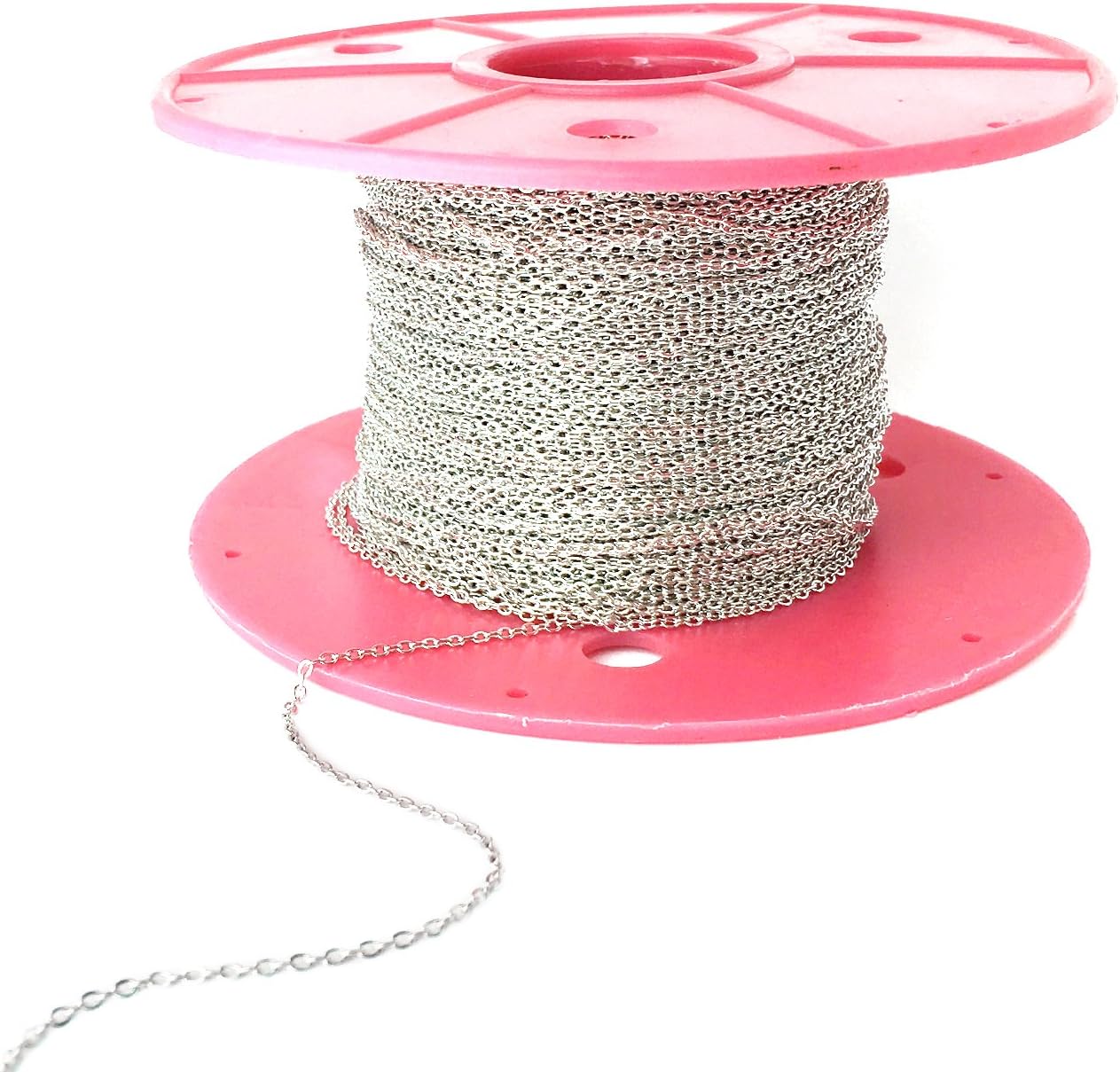 32.8ft - 16K Silver Plated Standard Cable Chain Necklace Chain Jewelry Supply Craft Supplies Chain Spool Wholesale Discount Mignon and Mignon - LCHN (Silver)
