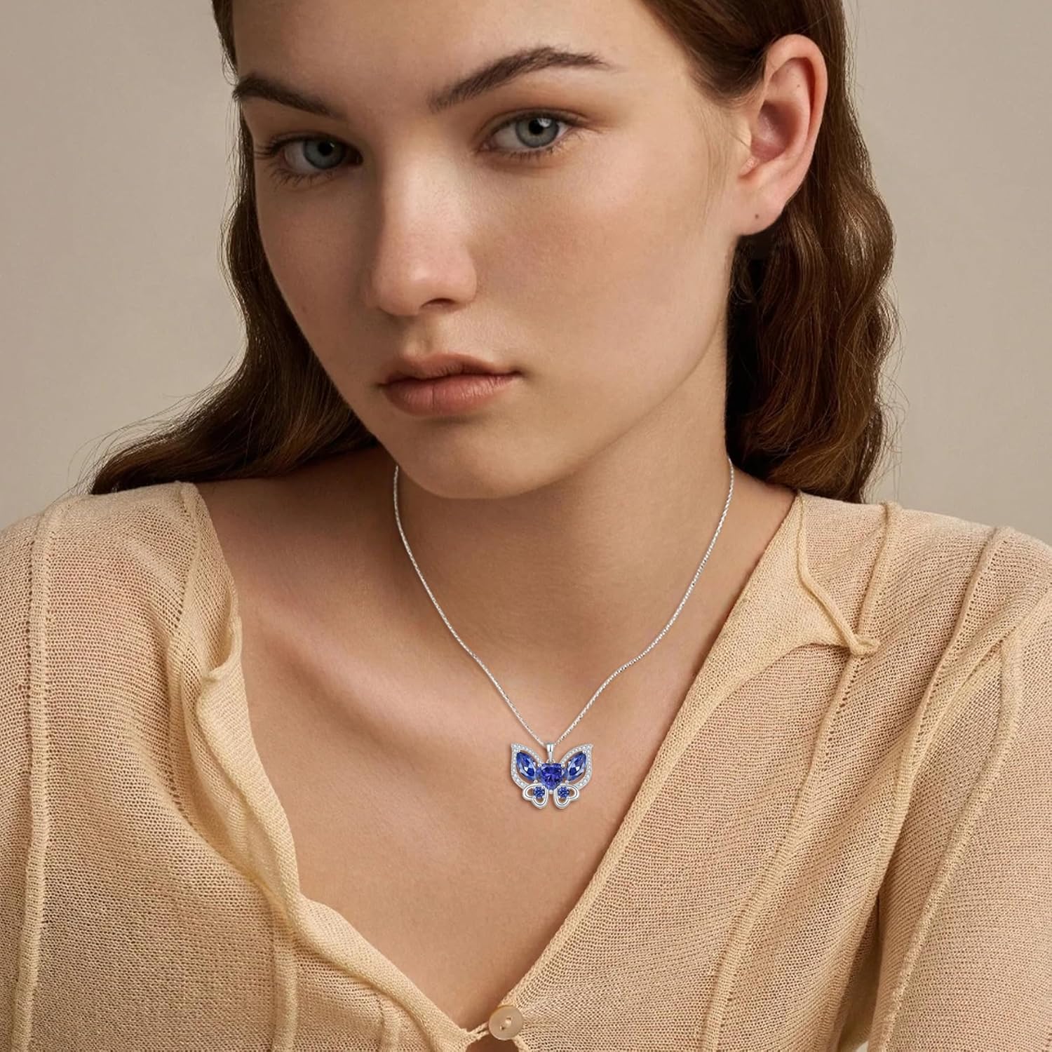 Butterfly Pendant Necklace 925 Sterling Silver Birthstone Jewelry Gifts for Women - Image 2