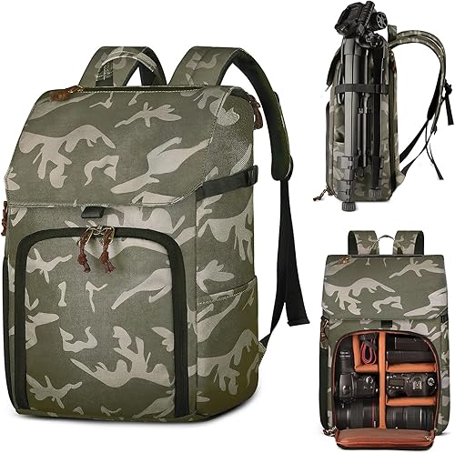 BOLOSTA Mochila para cámara profesional DSLR SLR camuflaje mochila para fotógrafos impermeable de gran capacidad con compartimento para laptop de