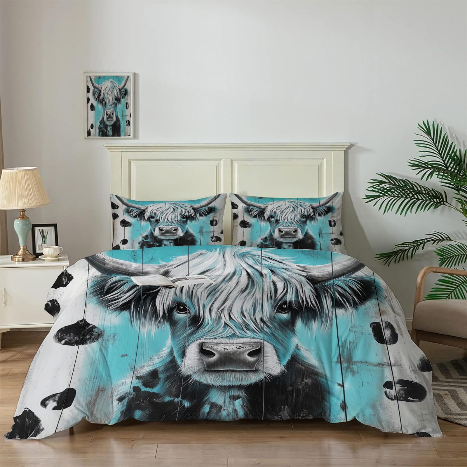 Linge de lit 2 personnes adulte motif animal écossais pour chambre chalet cosy