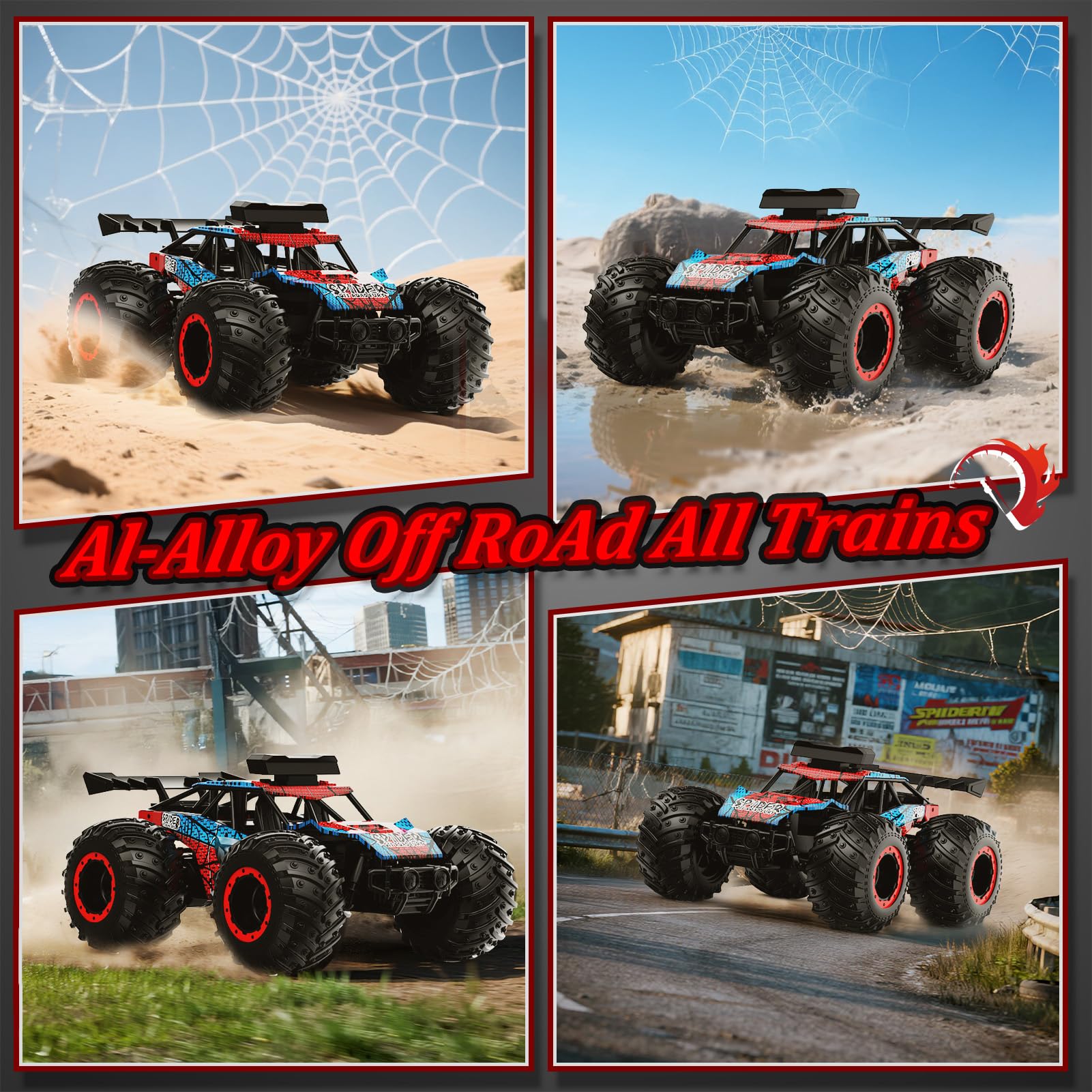 Spider Coche Teledirigido Niños 3 4 5 6 Años,2 Baterías Coche RC,1/18 Coche Radiocontrol con Luz,Regalo Juguetes niños 3 4 5 6 7 8,Coches para Niños,RC Car Alta Velocidad[2025 Versión Aleación]