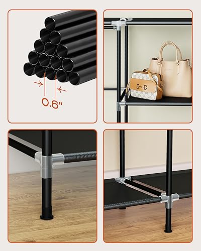 Vista 7 de Armario portátil, armario de 66.9 pulgadas de gran capacidad con cubierta, organizador de almacenamiento de ropa con estantes y 4 varillas