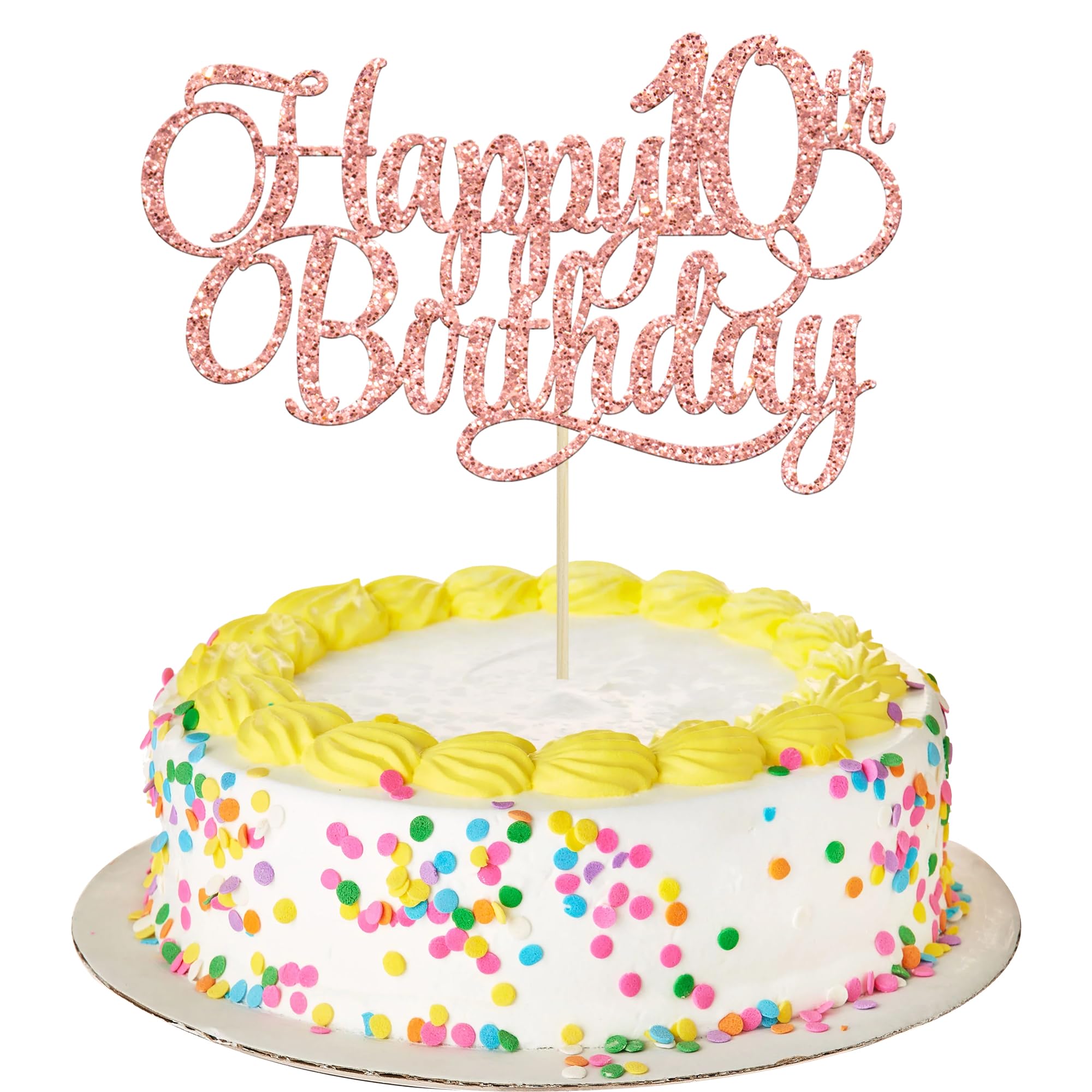 Topper per torta per 10° compleanno ragazze oro rosa