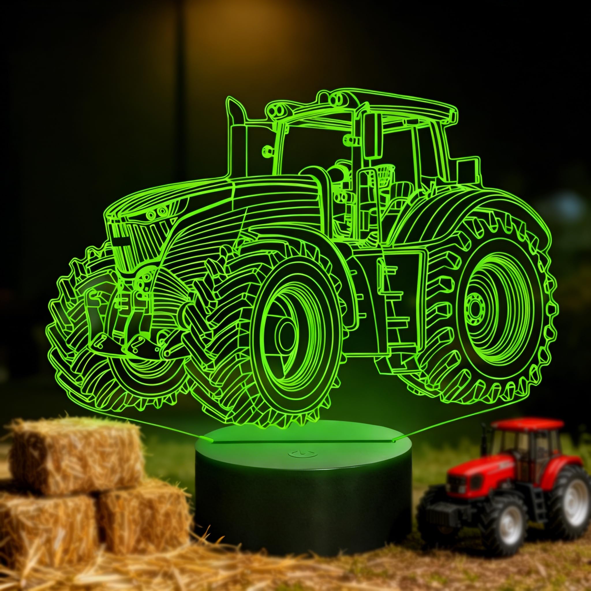 OraTrade Tractor 3D Night Light,Tractor LED Night Light,7 Colour Changing LED Lamp with Touch Control,Kids Bedside Table Light for Bedroom Decoration & Festival Gifts