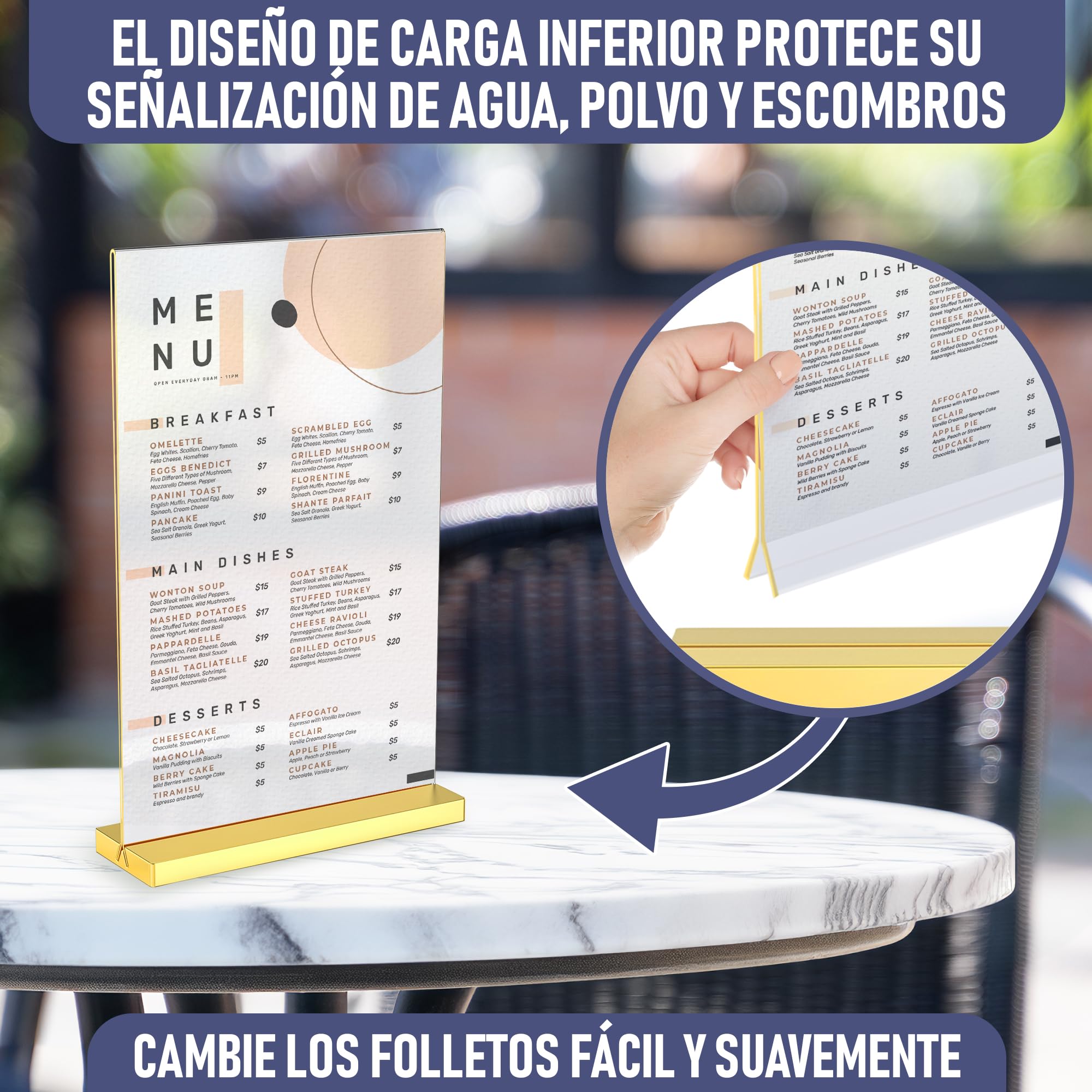 Elegantes Juego de 6 Marcos de Acrílico Dorado A6, Deslumbrantes Exhibiciones Fotográficas, Mejora la Ambiencia de tu Evento con Exquisitos Portanúmeros de Mesa Dorados, Porta Señales Dorados