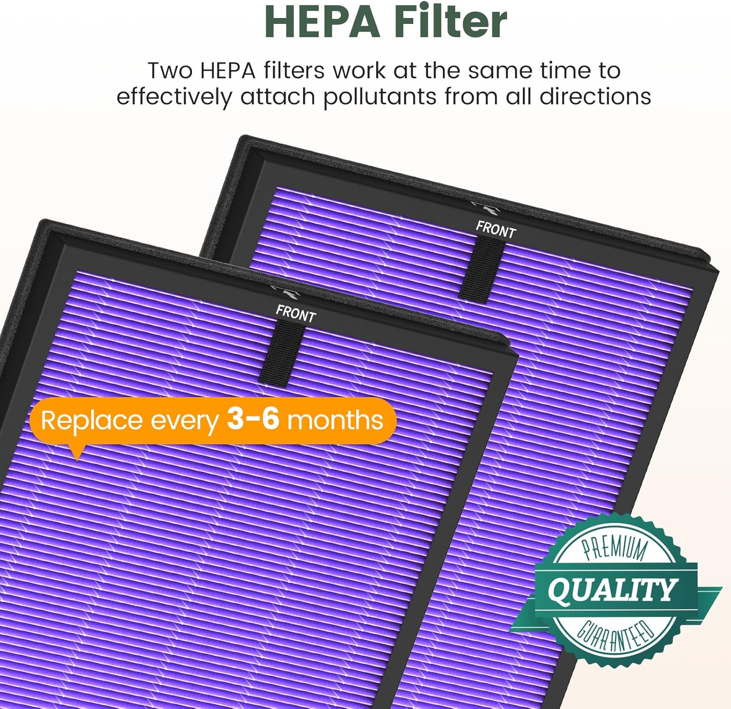 HY4866 True HEPA Replacement Filters Compatible with MORENTO HY4866, WESTHEY HY4866, YIOU M1 Air Purifier, 3-in-1 H13 Ture HEPA Air Filter, Multifunction Version, 2-Pack - Image 6