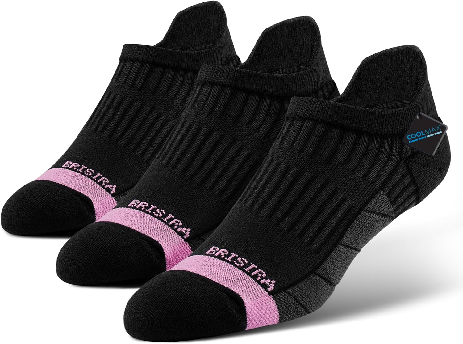 BRISIRA Coolmax Bamboo Viscose Women Compression Running Ankle Socks No Show Athletic Wicking Thick Cushioned Arch Support