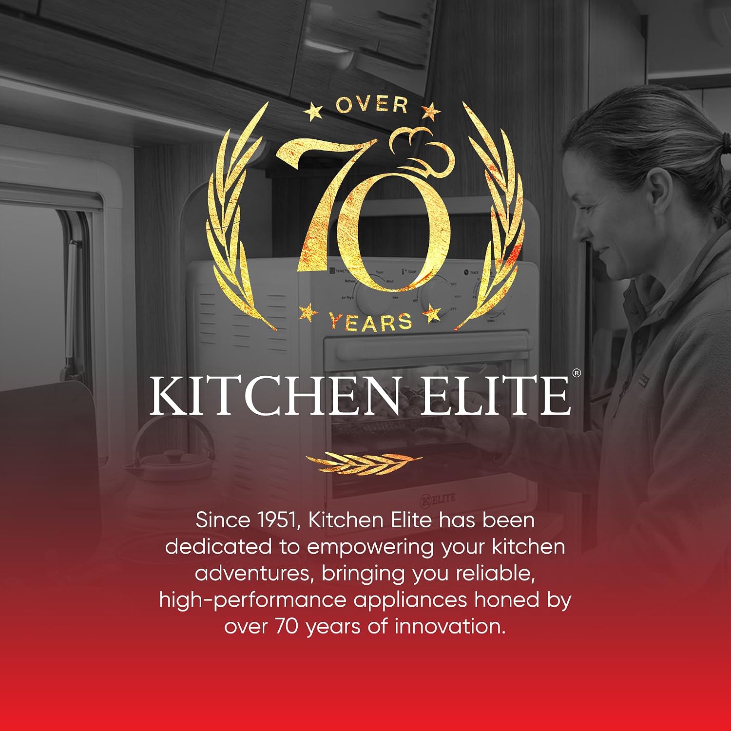 Kitchen Elite Mechanical Air Fryer Oven with Viewing Window, White, 16 Qt