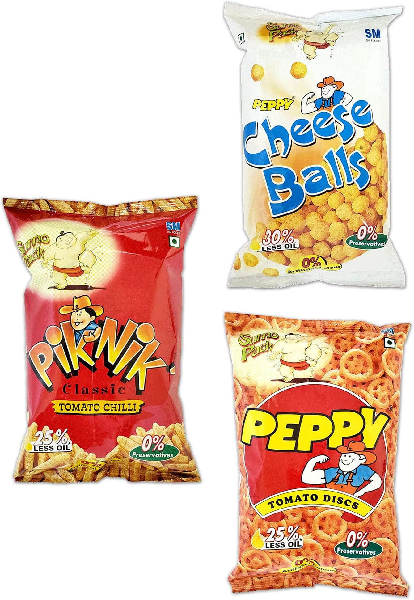 Peppy Tomato Discs, 70g + Peppy Cheese Balls, 70g + Piknik Classic Tomato Chilli, 70g