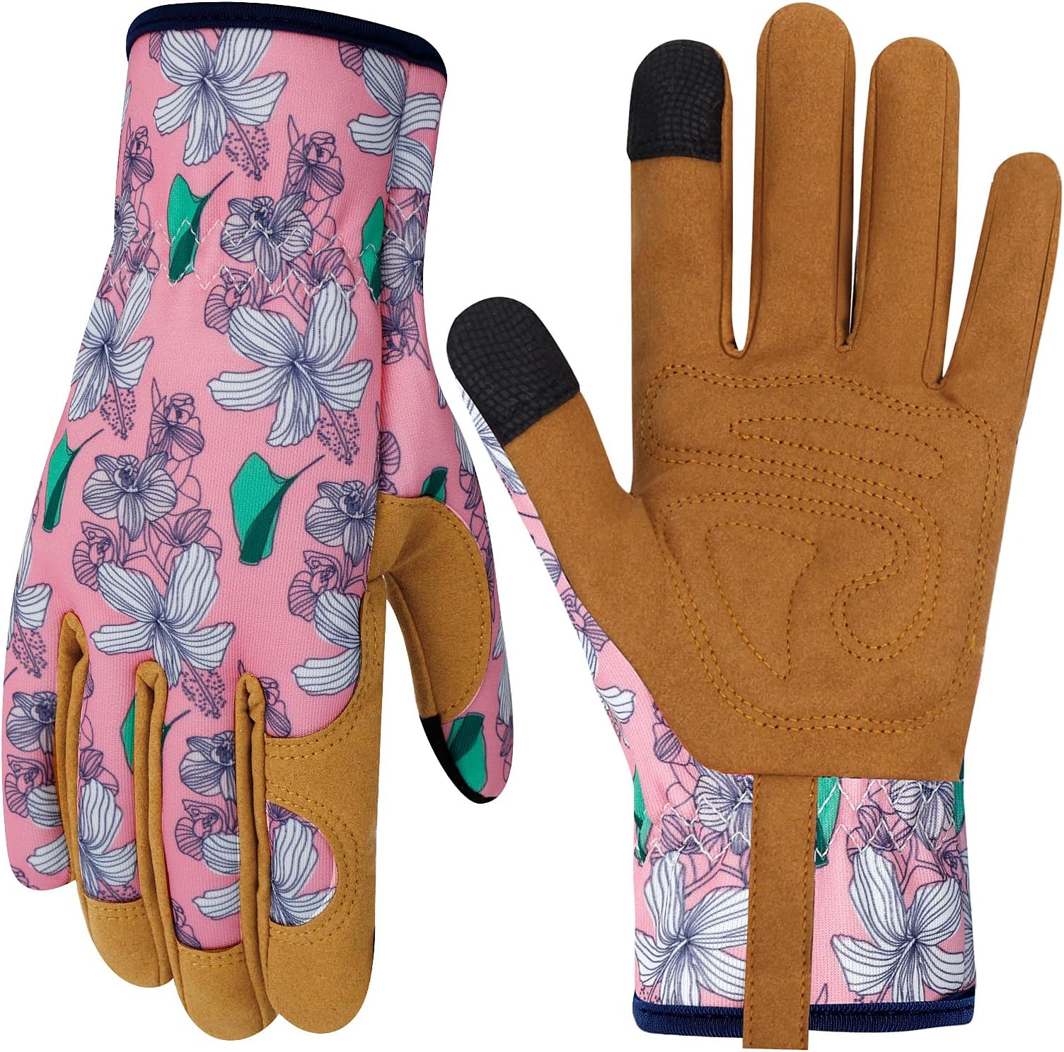 Leather Gardening Gloves for Women Thorn Proof Garden Gloves Touch Screen Working Gloves Gifts,M