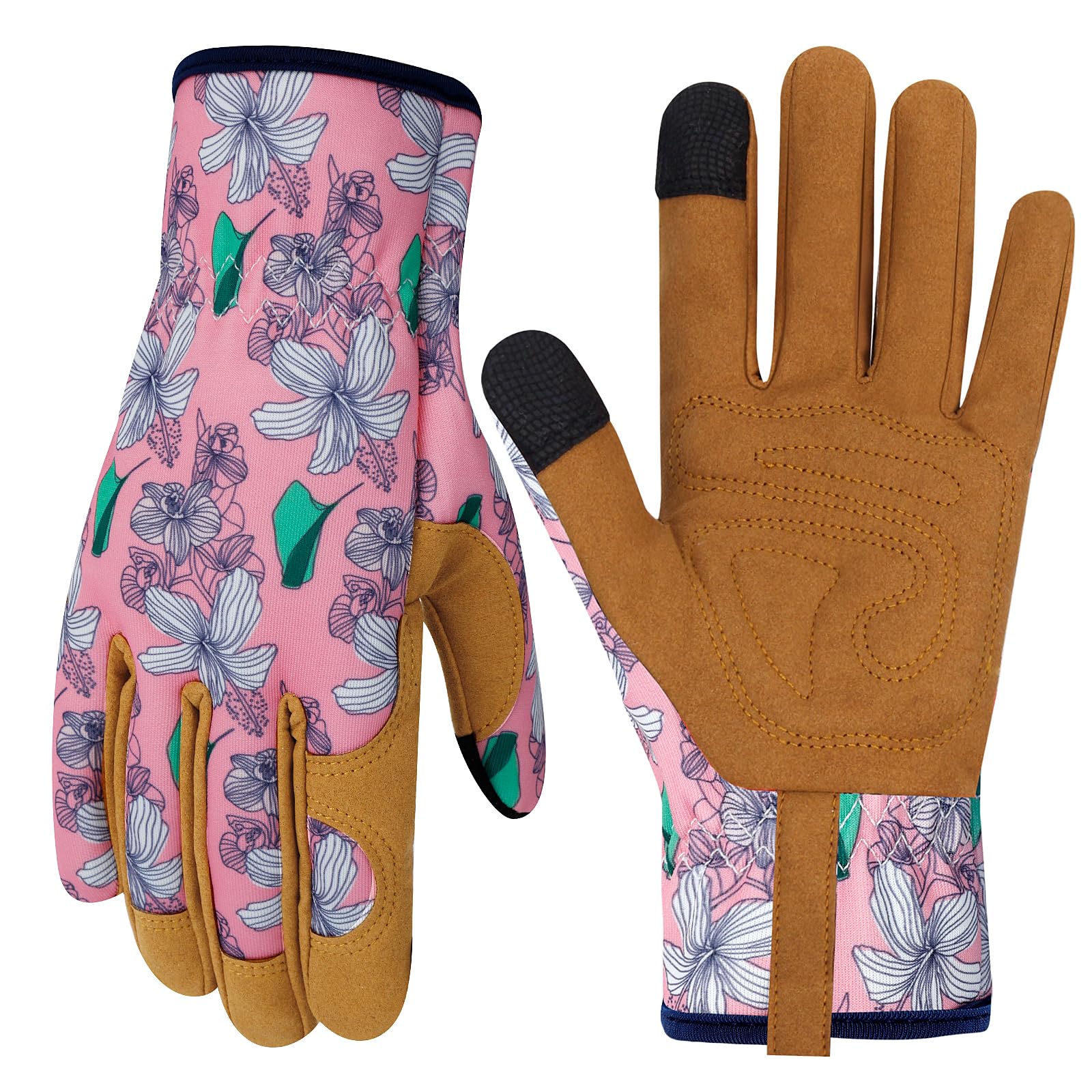 Leather Gardening Gloves for Women Thorn Proof Garden Gloves Touch Screen Working Gloves Gifts,M