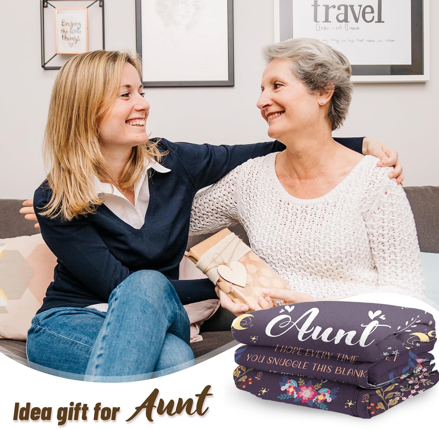 Niece Nephew Aunt Gifts: Flower Blanket for Aunt, Mothers Day Thanksgiving, Soft Flannel 50" x 60" (Purple) - Image 3