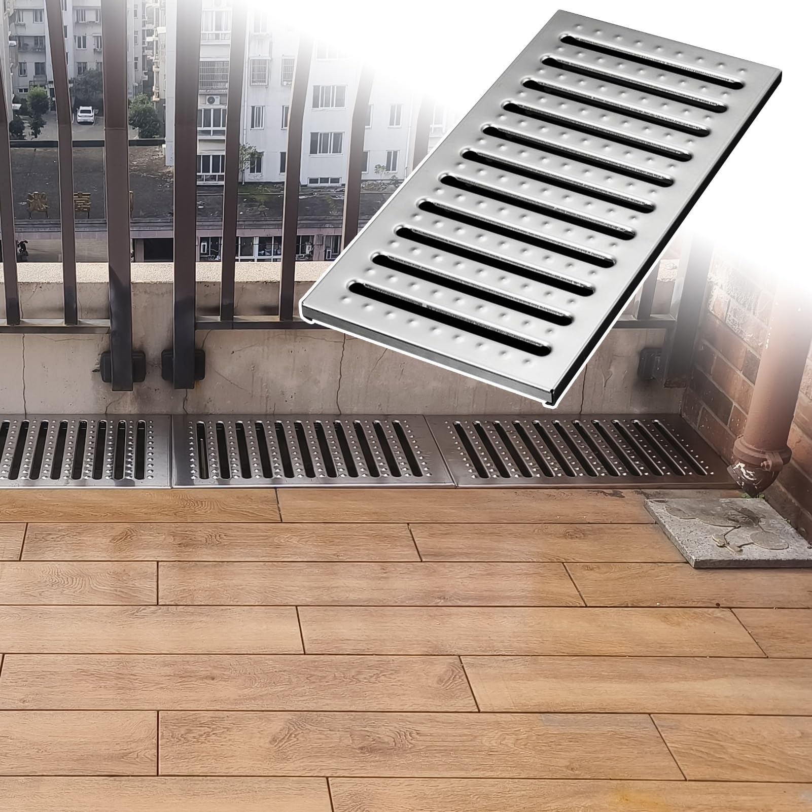 Drain de canal en acier inoxydable avec grille de sol antidérapante