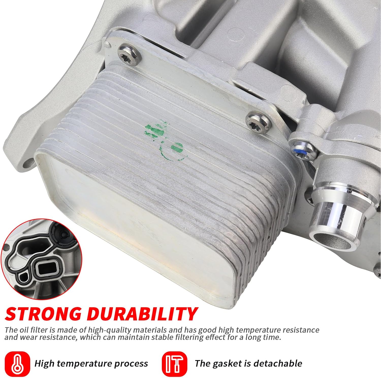 11428596283 Aluminum Engine Oil Cooler Filter Housing Assembly for BMW X4 1 2 3 4 6 7 Series 118i 225i 330i 420i 630i 730Li xDrive25i xDrive30i Replace# 11118511205 11428576429 11428586673