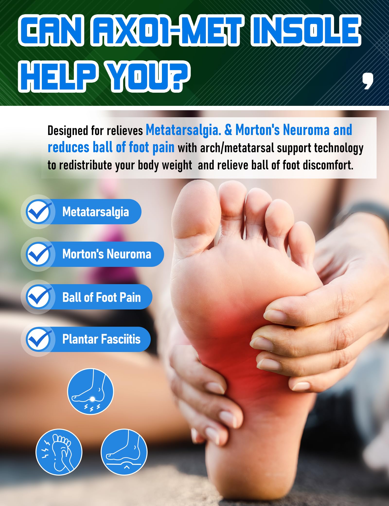 Solette ortopediche con cuscinetti metatarsali, inserti di supporto per fascite plantare per metatarsalgia, neuroma di Morton, sollievo dal dolore ai piedi, solette in gel per uomo e donna