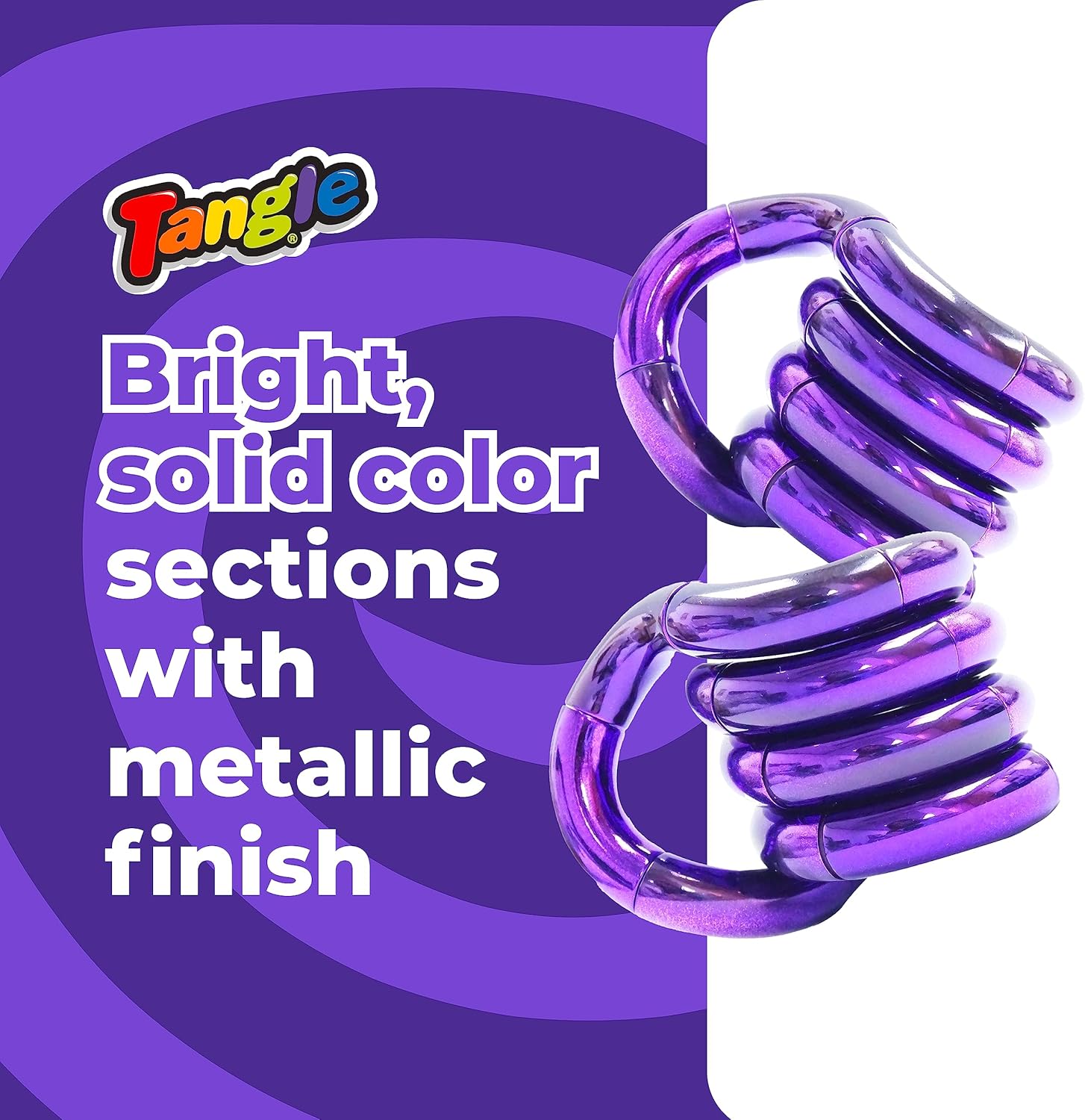 Tangle® Jr. Metallic (2-Pack) - Purple & Blue - Genuine Tangle Fidget - Fidget Toy for Kids and Adults - Metallic Shiny Fidget Desk Toy