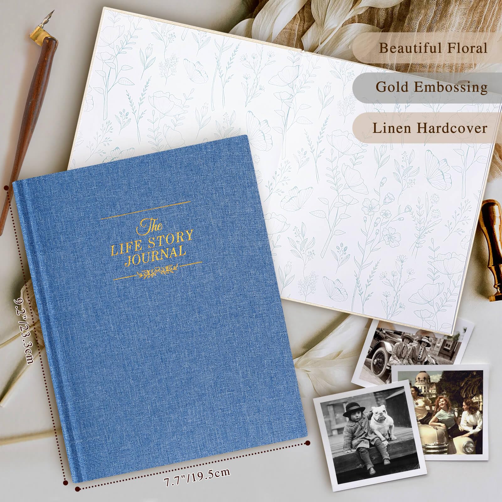 Lanpn Grandparents Life Story Journal Book with Prompts, Linen Legacy Journal Mom Dad Story Memory Keepsake Journal - Image 2
