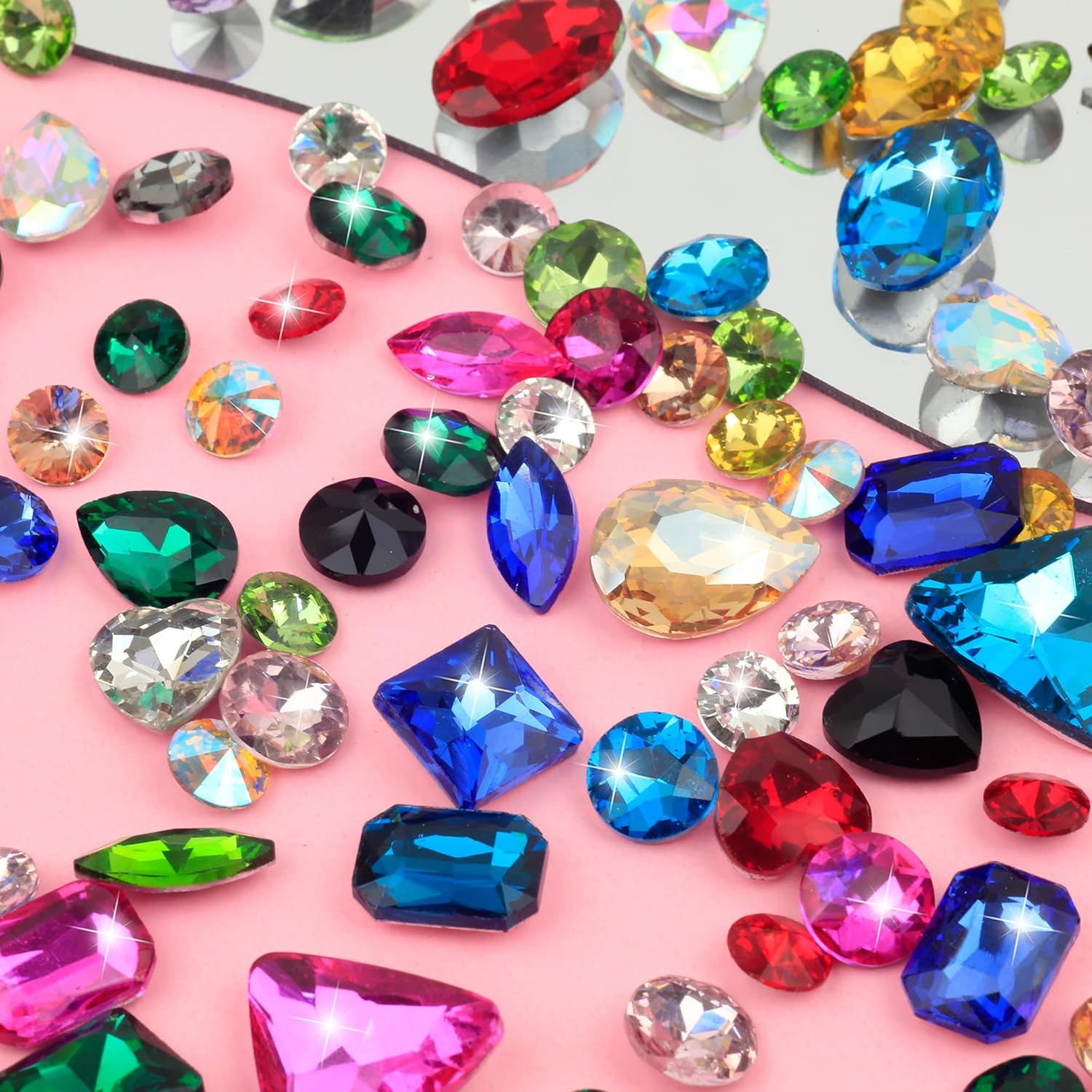 Mix Crystal Rhinestones 106Pcs Point Back Glass Gems Faceted Rhinestones Jewels Embelishments with Silver Plated Back for Crafts, Jewelry Making, Clothes, Shoes, Dress Clear - Image 7