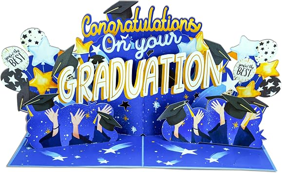 POPWOW Congratulations! Graduate Pop Up Card, Congrats Grad College High School 3D Greeting Card, Graduation Gift for Him, Her, Son, Daughter, Boy, Girl, 5x7 - Includes Envelope And Message Note