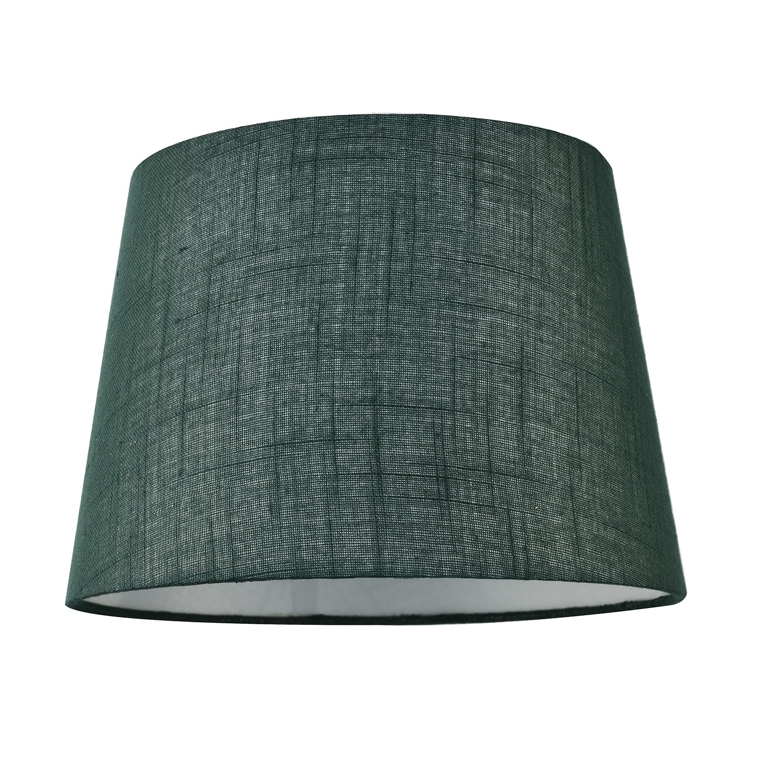 Modern Deep Forest Green Linen Fabric Drum Lamp Shade | 25cm x 18cm x 20cm | Reversible Gimbal for Pendant or Table by Happy Homewares