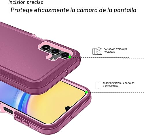 Miniatura 4 de Qinmay Funda para Samsung Galaxy A15 5G con protector de pantalla HD, resistente, a prueba de golpes y caídas, funda de 3 capas para Galaxy A15,