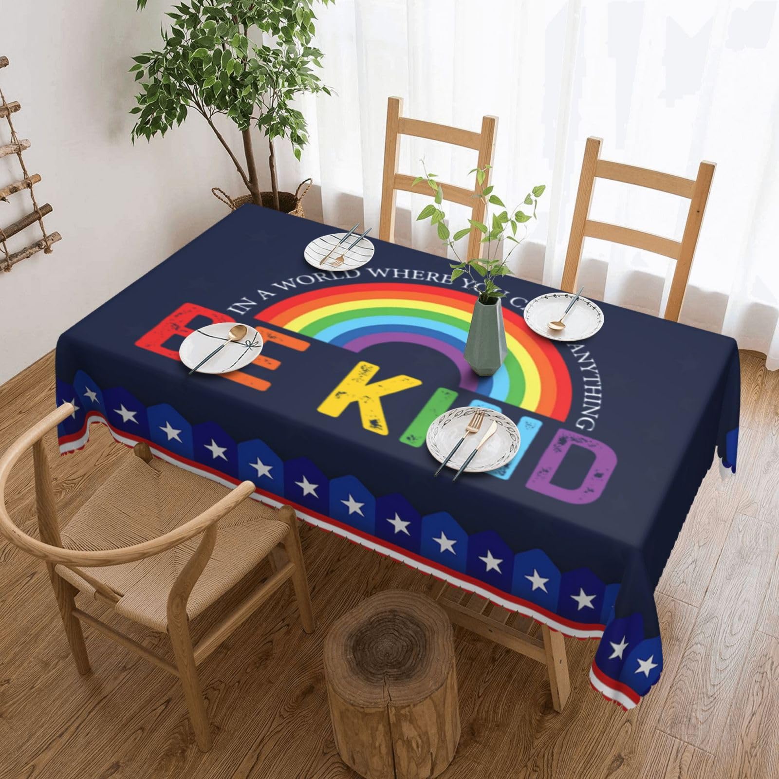 SMAZDFXX in A World Where You Can Be Anything Be Kind 54 x 72in Table Cloth,Polyester Rectangle Tablecloth for Kitchen Dining