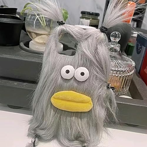 Miniatura 9 de Funda de felpa negra para iPhone 13 Pro Max, linda funda protectora de invierno de pelo largo divertido con cara divertida, caricaturas 3D para