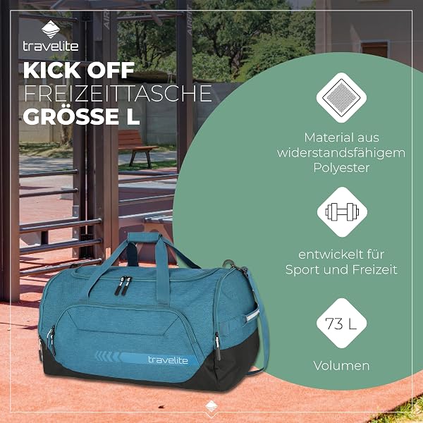 travelite Reisetasche groß, Kick Off, leichte Reisetasche für Urlaub und Sport, Schwimmbad, Klinikaufenthalt, 60 cm, 73 Liter - 3