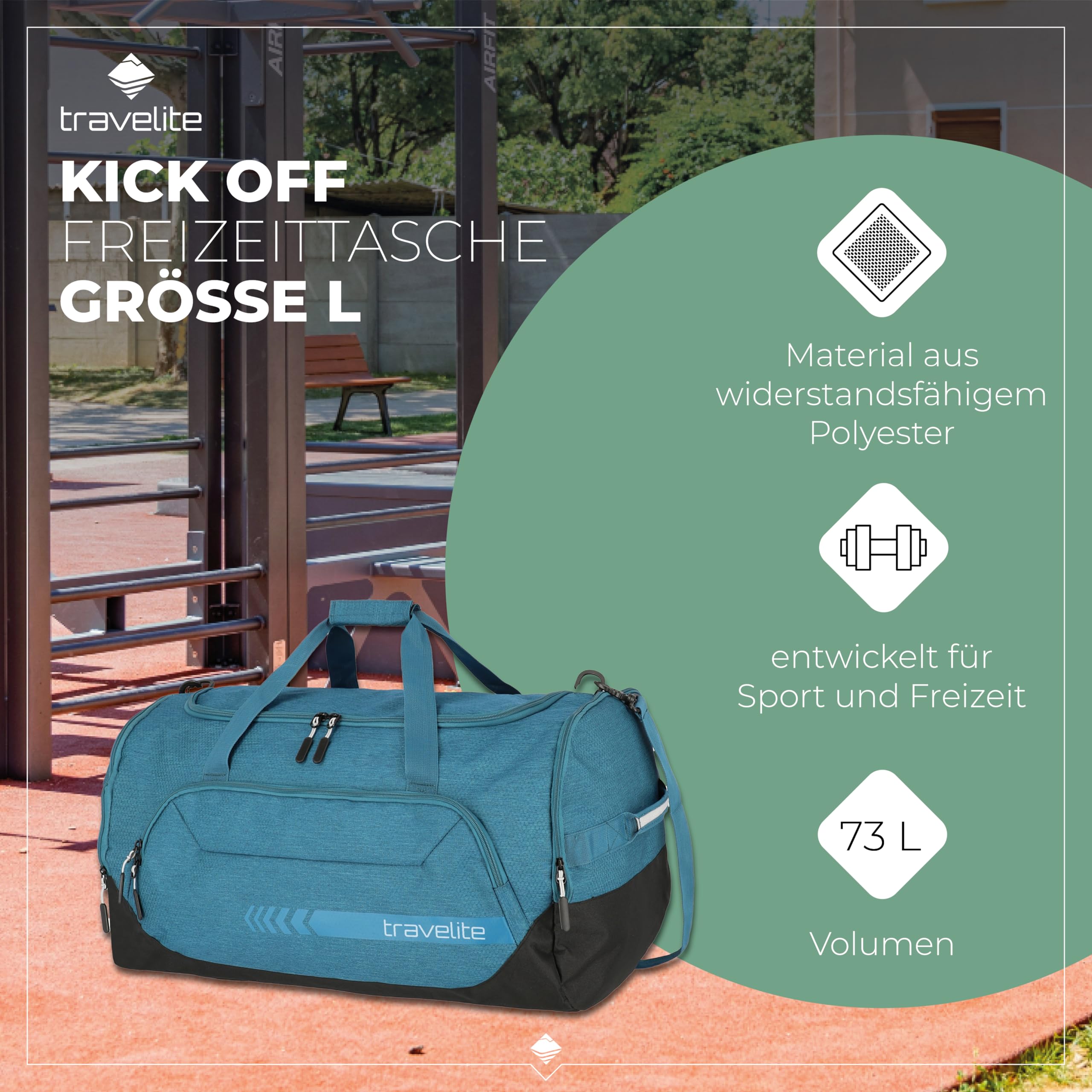 Besuche den Travelite- travelite Reisetasche groß, Kick Off, leichte Reisetasche für Urlaub und Sport, Schwimmbad, Klinikaufenthalt, 60 cm, 73 Liter in use