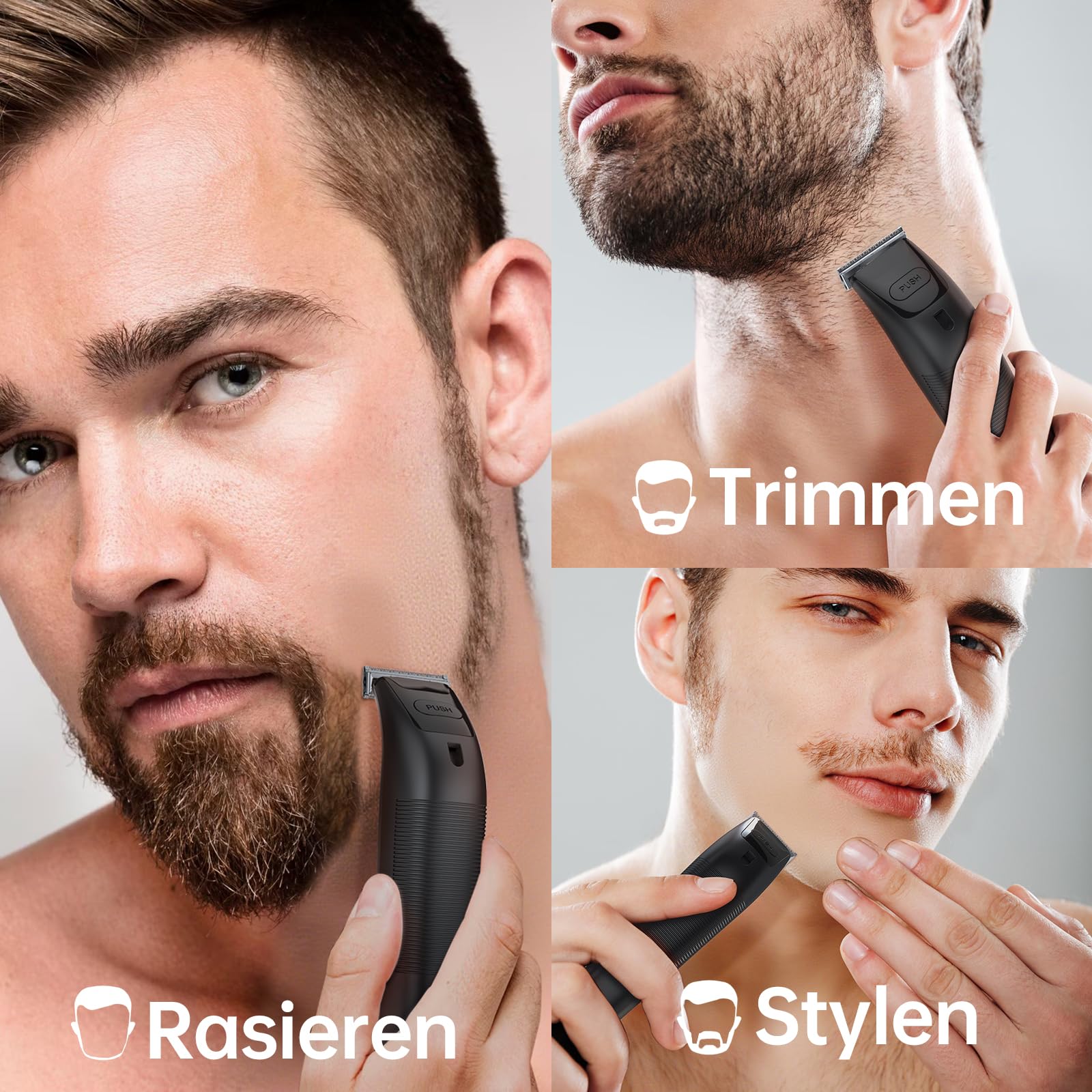 Intimrasierer Mann,Rasierer Herren Intimbereich Wasserdicht Körperrasierer Herren Typ-C Bodygroom Herren Nass Trocken Intim Rasierer Männer Beine Brust Achselhöhle Leiste Aufsteckkämme Schwarz