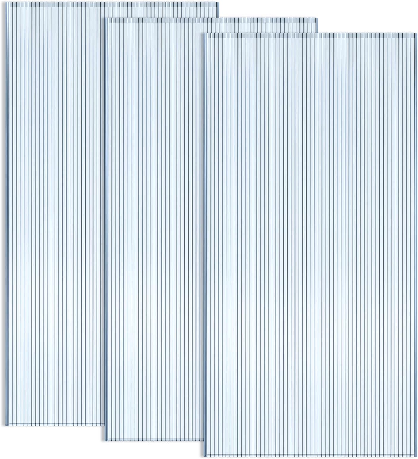 Hotop 3 Pieces Polycarbonate Greenhouse Sheets Double Layer Polycarbonate Sheets Waterproof UV Protected Corrugated Plastic Roof Greenhouse Replacement Cover (1.2x60x0.6cm)