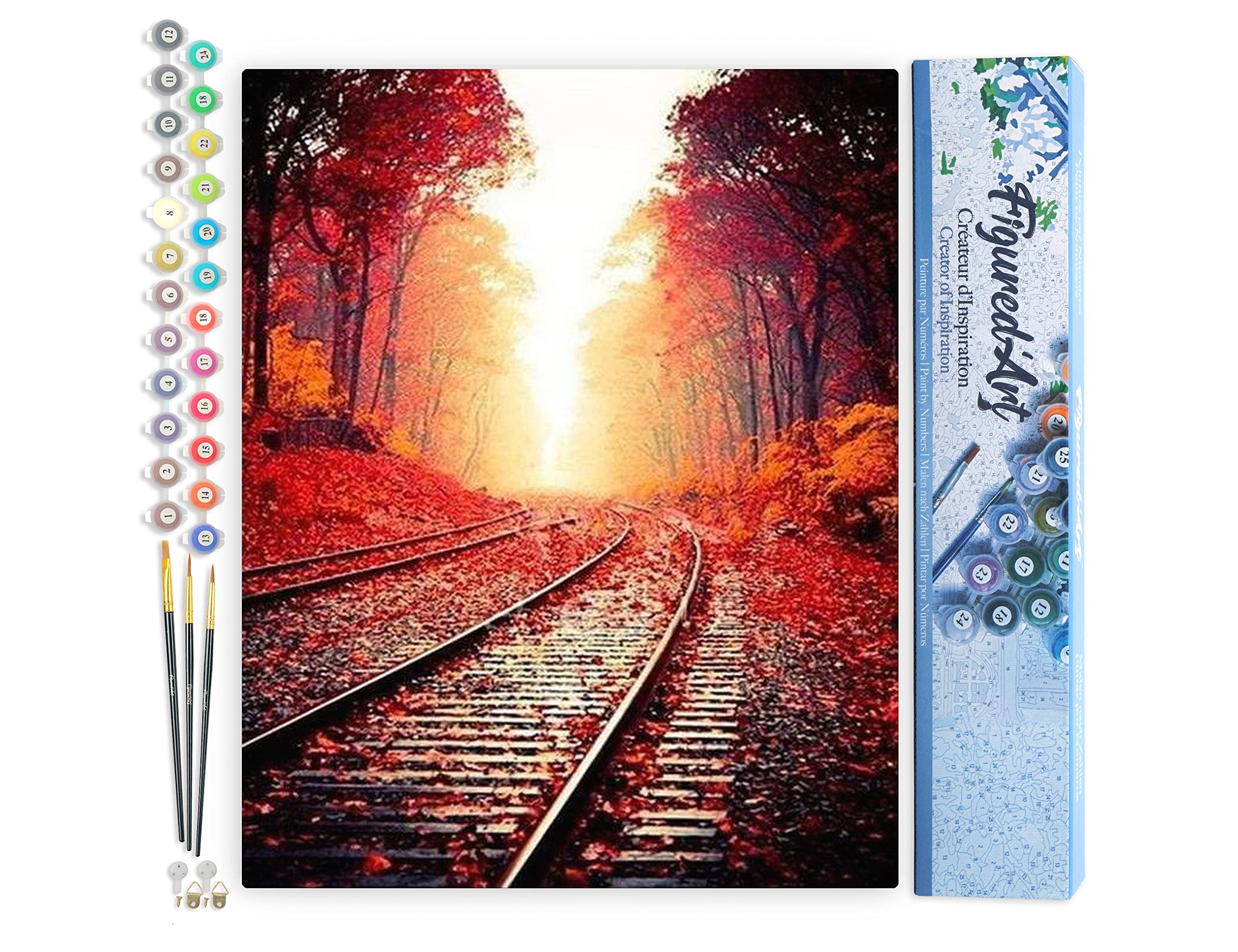 Figured'Art Paint by Numbers for Adults Rails 40x50cm - Craft Art Painting DIY Kit Rolled Canvas Without Frame — image 1