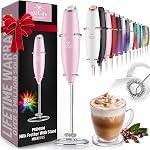 Zulay Lait Frother pour café avec moteur Titanium amélioré - Whisky électrique à la main, mousse de lait, Mini Mélangeur et mélangeur électrique Coffee Frother pour Latte, Matcha, Pas de stand - Cardinal Rouge