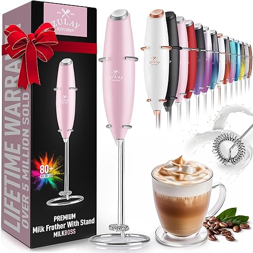 Miniatura 206 de Zulay - Potente espumador de leche con 4 pilas Duracell incluidas, manual, potente espumador de leche para capuchino, frappé, matcha y crema de
