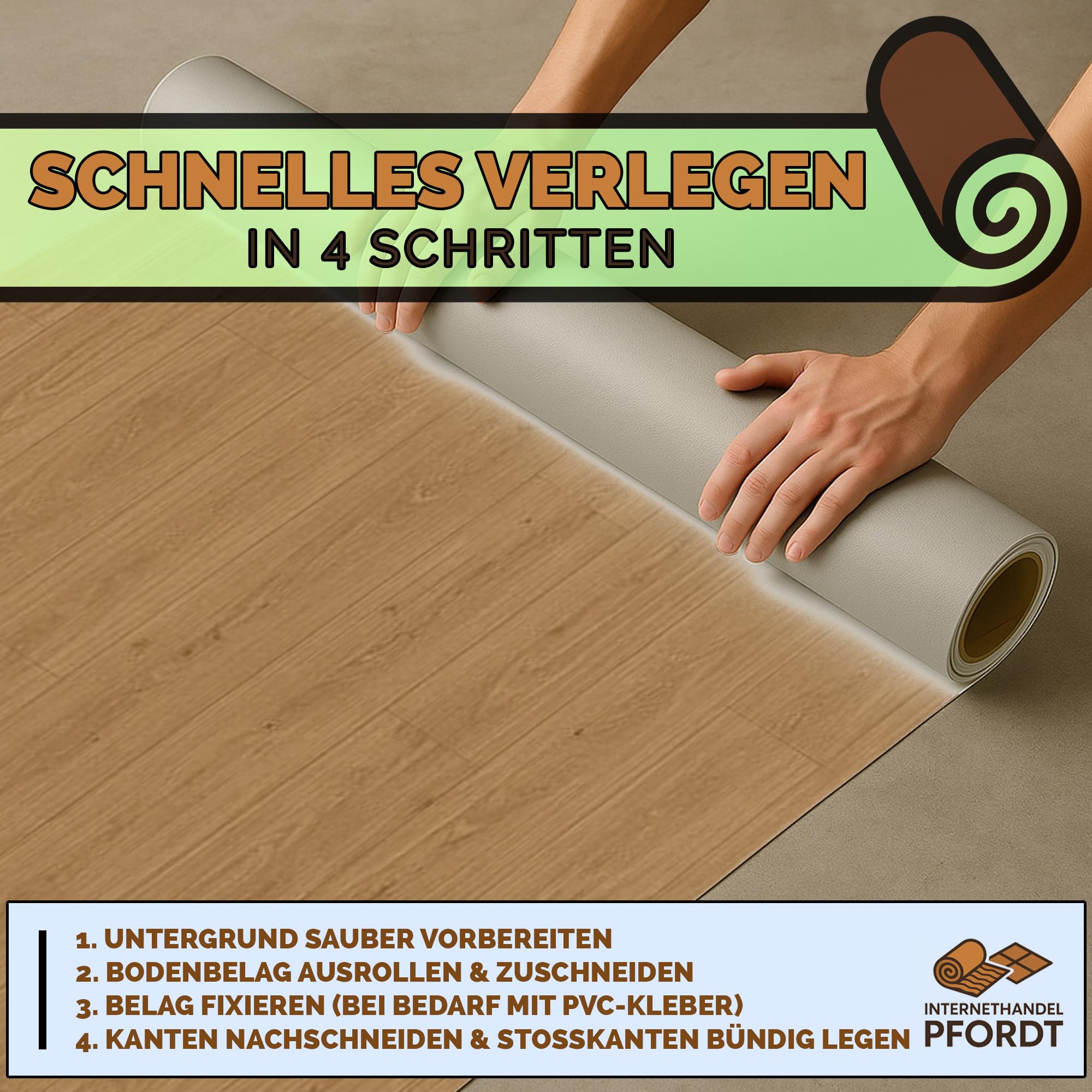 CV Bodenbelag Holz Chene, 400x200 cm, pflegeleichter PVC Vinylboden, Meterware für Küche und Wohnzimmer