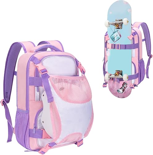 GOBUROS Mochila para patineta con Correas Ajustables y portacasco Desmontable, B