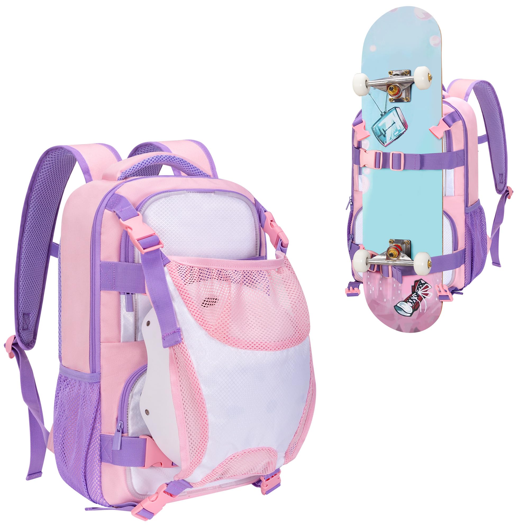 GOBUROS Sac à Dos de Skateboard avec Sangles et Porte-Casque | Sacoche de Planches à Roulettes avec Plusieurs Poches pour Le Sport